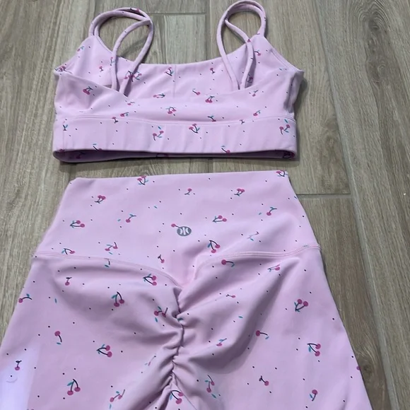 Astoria Luxe Blossom shorts + Sports bra 2 PC Set Cherry Polka Dots Sz XS - Picture 8 of 11